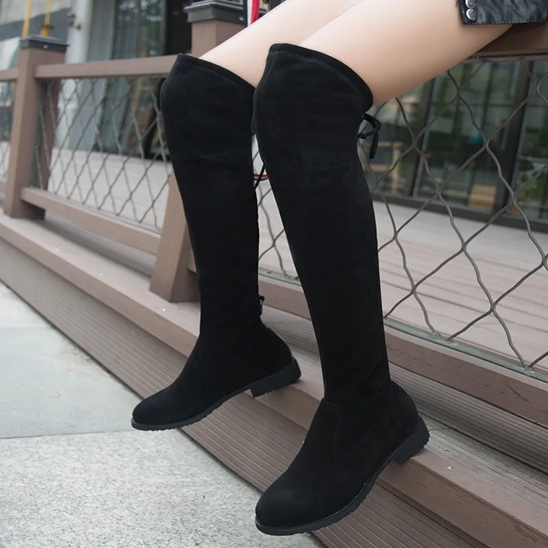 

2018 Autumn & Winter New Style Over-the-knee Boots Suede Korean-style Buckle WOMEN'S Shoes Chunky-Heel Extra High Slimming High-