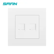 SRAN настенный двойной компьютерный сетевой интерфейс огнезащитная панель ПК 86 мм* 86 мм белый/черный/золотой двойной разъем rj45