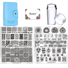 Biutee 19pcs Nail Stamp Piatti set Chiodi di Arte Che Timbra il Piatto Raschietto Stamper Fiore Set15 piastra 1Stamper 2 Raschietto 1 sacchetto di immagazzinaggio(China)