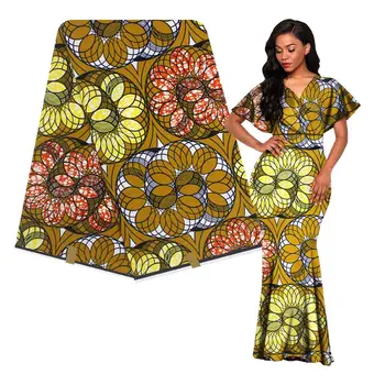 

Latest African wax Best Selling Pretty Pattern Print High Quality Guaranteed Real Wax Fabric H191206