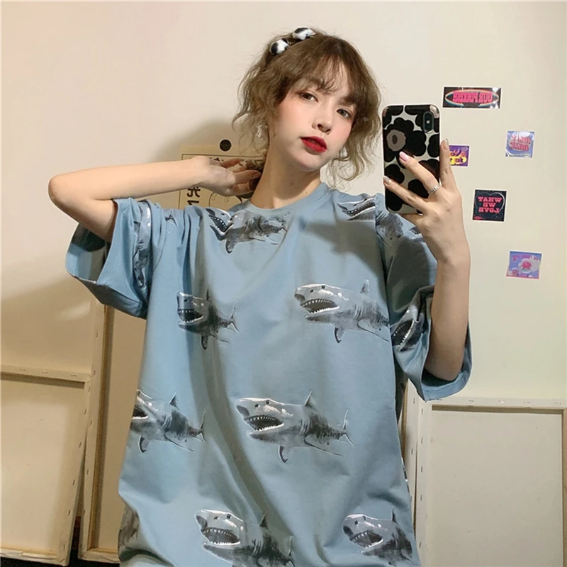 New Top short-sleeved women's tshirt loose was thin oversized half-sleeved clothes tide Korean Harajuku t shirt hip hop brandy