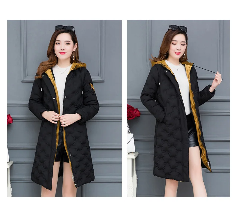 Down Jacket Cotton-padded Clothes Women's New Style Korean-style Winter Slim Fit over-the-Knee Cold Cotton-padded Clothes W
