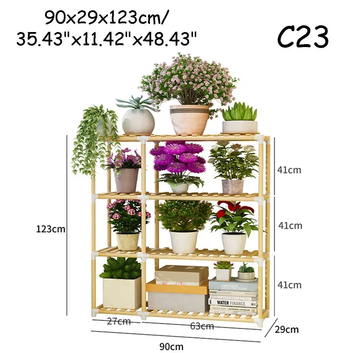 Деревянная Цветочная стойка, подставка для растений, многослойная Цветочная стойка, полки для балкона, Цветочная полка, кофейная стойка для внутреннего сада, деревянная подставка для растений - Цвет: C23