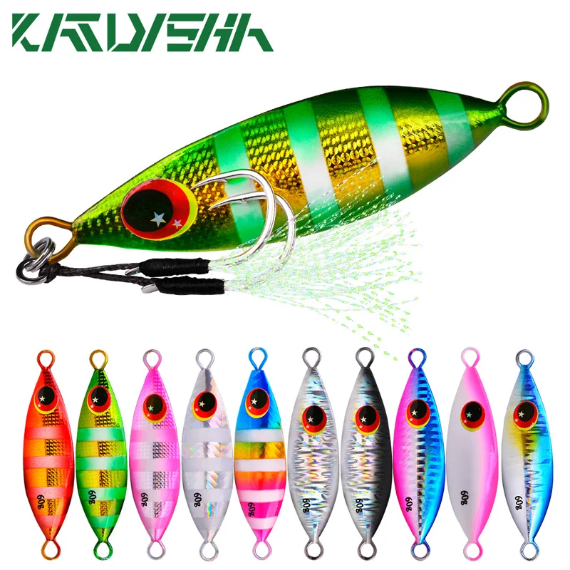KATYUSHA 5Pcs/lot Metal Jig Spoon Lures 10g 20g 30g 40g 60g Artificial