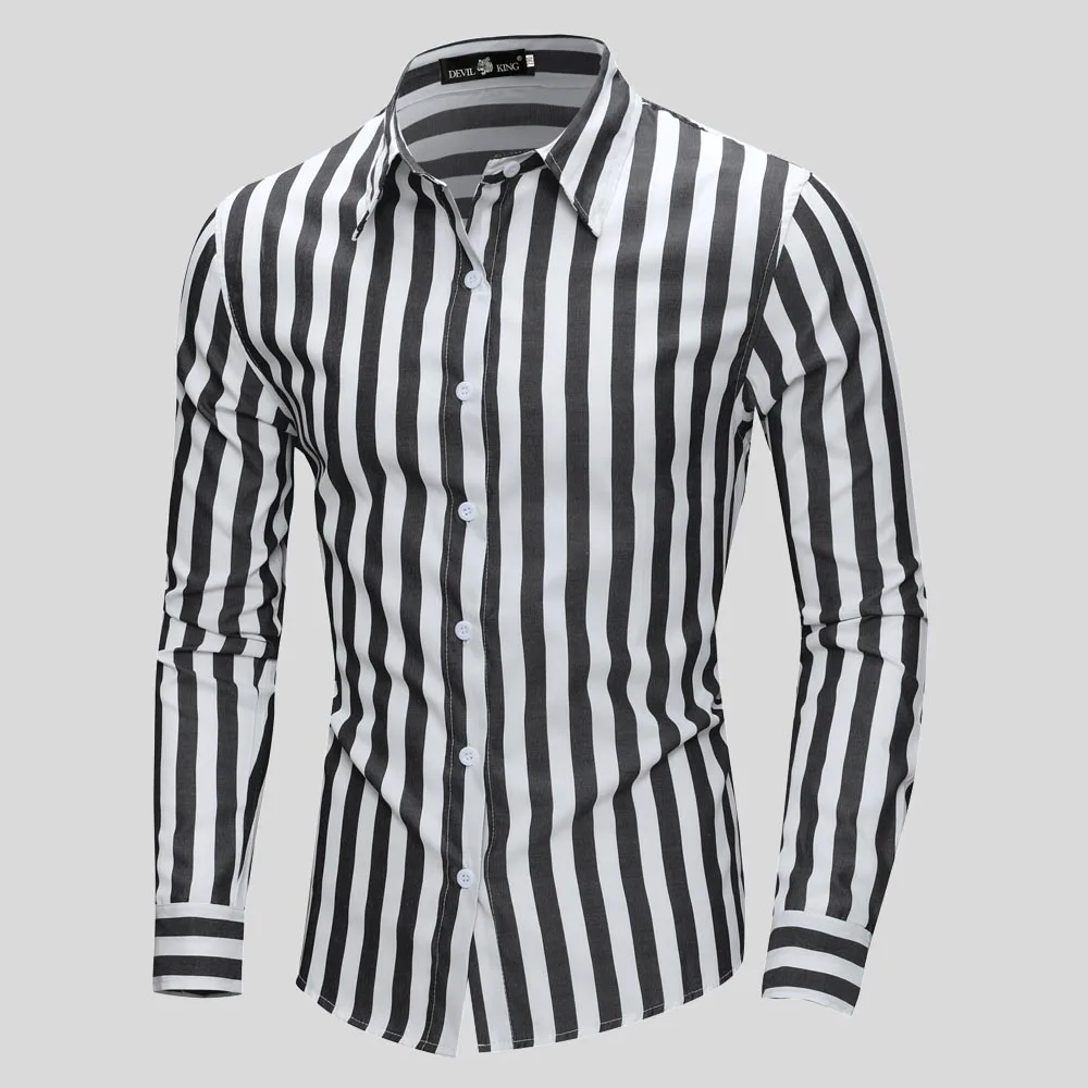 MensPlaidstripeCottonDressShirtsMaleHighQualityLongSleeve