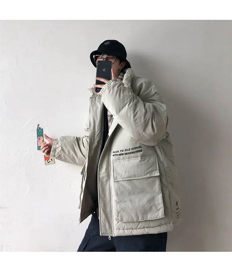 Autumn And Winter New Style Oversize Workwear Cotton Overcoat Japanese-style Loose-Fit Large Pocket Velcro Men And Women Bread C