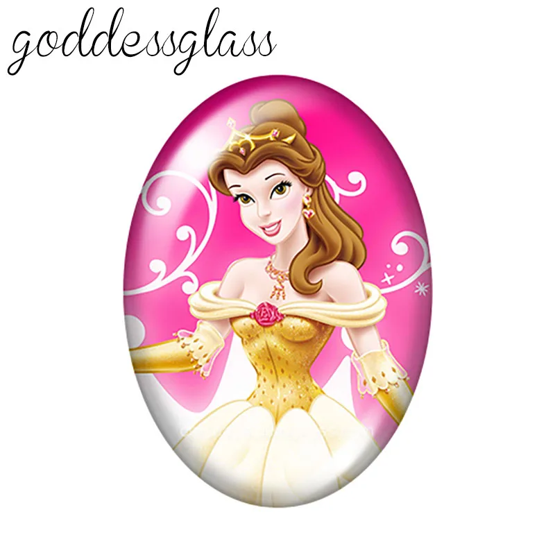 Fashion Bracelet Fashion Jewelry Disney Princesses Belle Elsa 10pcs mixed 13x18mm/18x25mm/30x40mm Oval photo glass cabochon flat back bracelets Making findings