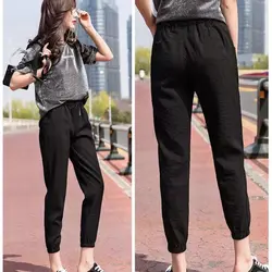 Весенне-осенние женские модные брендовые свободные эластичные черные брюки в Корейском стиле с большим карманом женские повседневные