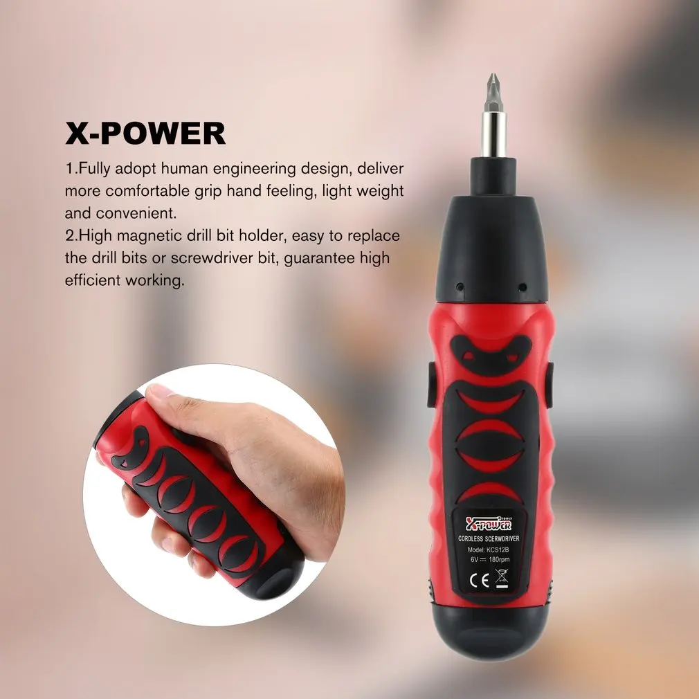 X-power Мини Портативная электрическая дрель-отвертка 6V на батарейках, Беспроводная электрическая отвертка бытовой набор инструментов DIY