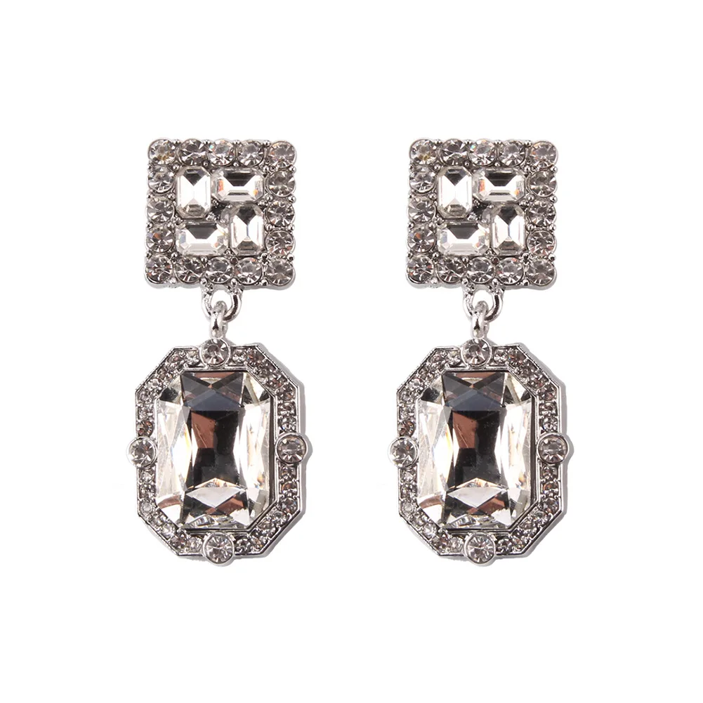

Cross Border Gem Geometric Zircon Earring Earrings Korean Earrings Jewelry Earrings for Women