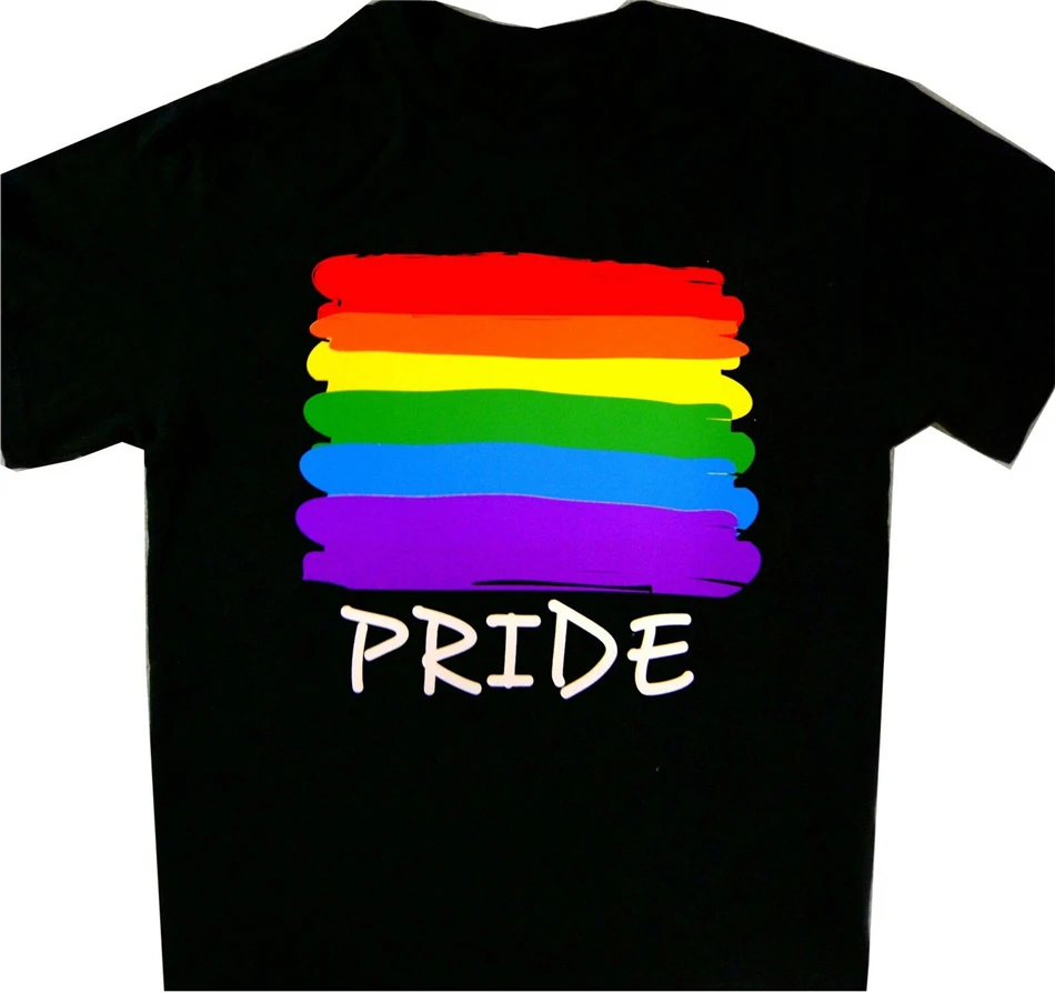 Черная футболка с радужным флагом Gay Pride новая модная в классическом стиле |