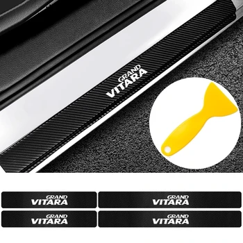 

4x Car Door Sill Stickers For Suzuki Grand Vitara Accessories Car Threshold Anti Scratch Carbon Fiber Protector Decoration Decal
