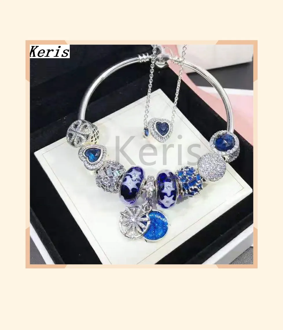 

High Quality Replica 1:1 100%925 Sterling Silver 2019 New Star Glass Charm Beads Necklace Bracelet Set Free Delivery