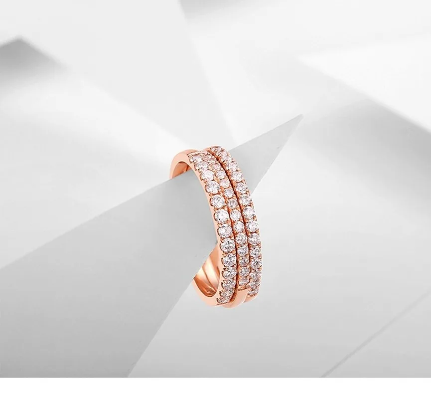 Элегантный 18 К золото белый желтый розовое золото настоящий бриллиант стекируемые обручальные кольца высококлассные обручальные кольца для женщин на заказ