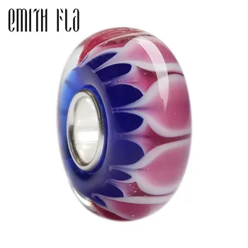 

Emith Fla 100% 925 Sterling Silver Big Hole Flower DIY Lampwork Charm Bead Fit European Bracelet Bangle Jewelry Accessories