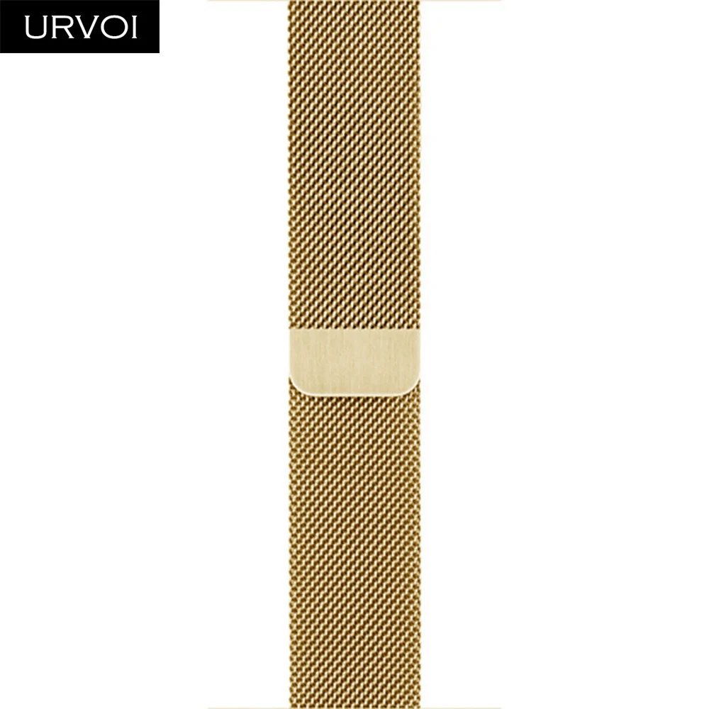Gold URVOI ремешок для Apple Watch Series 5 4 3 2 1 Миланская петля ремешок для iwatch 40 44 мм нержавеющая сталь магнитная пряжка с адаптером - Цвет ремешка: Gold