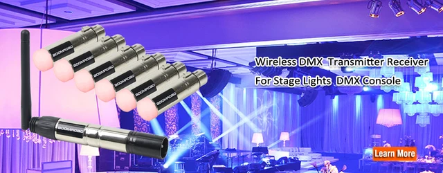 Kit Wireless DMX512 - Trasmettitore + 7 Ricevitori, 2.4 GHz, Per Luci Stage, Bar, Feste