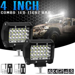 2 pces 200w 10800lm waterproof a luz do trabalho conduziu o feixe de inundação do ponto das barras claras para o trabalho que conduz o caminhão 12 80 v do trator do carro do barco offroad