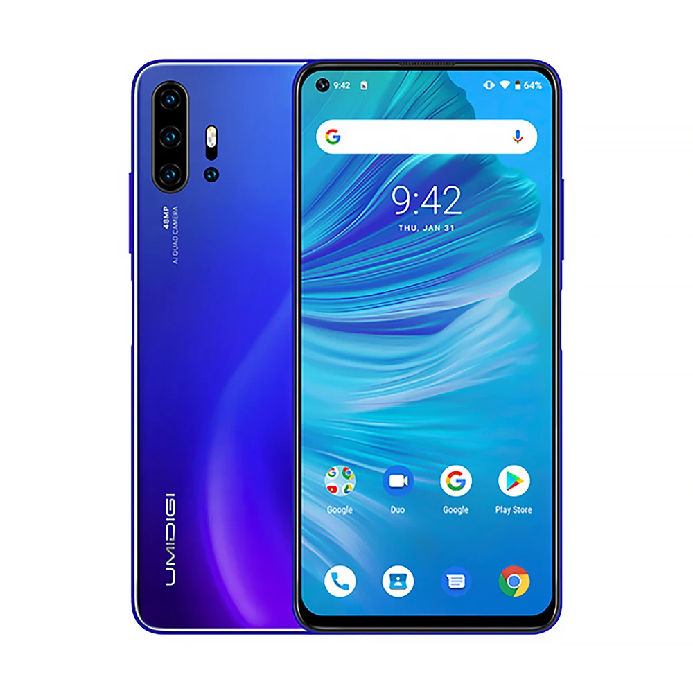 Синий UMIDIGI F2 6,5" FHD+ 6 ГБ 128 ГБ глобальная версия Android 10 32 МП селфи Helio P70 48MP AI Quad камера мобильный телефон 5150 мАч NFC - Цвет: Синий