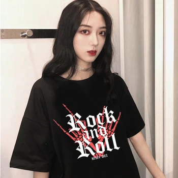 

Hip-hop leisure Harajuku fun devil's hand print summer new Gothic loose ins short-sleeved European and American women's T-shirt