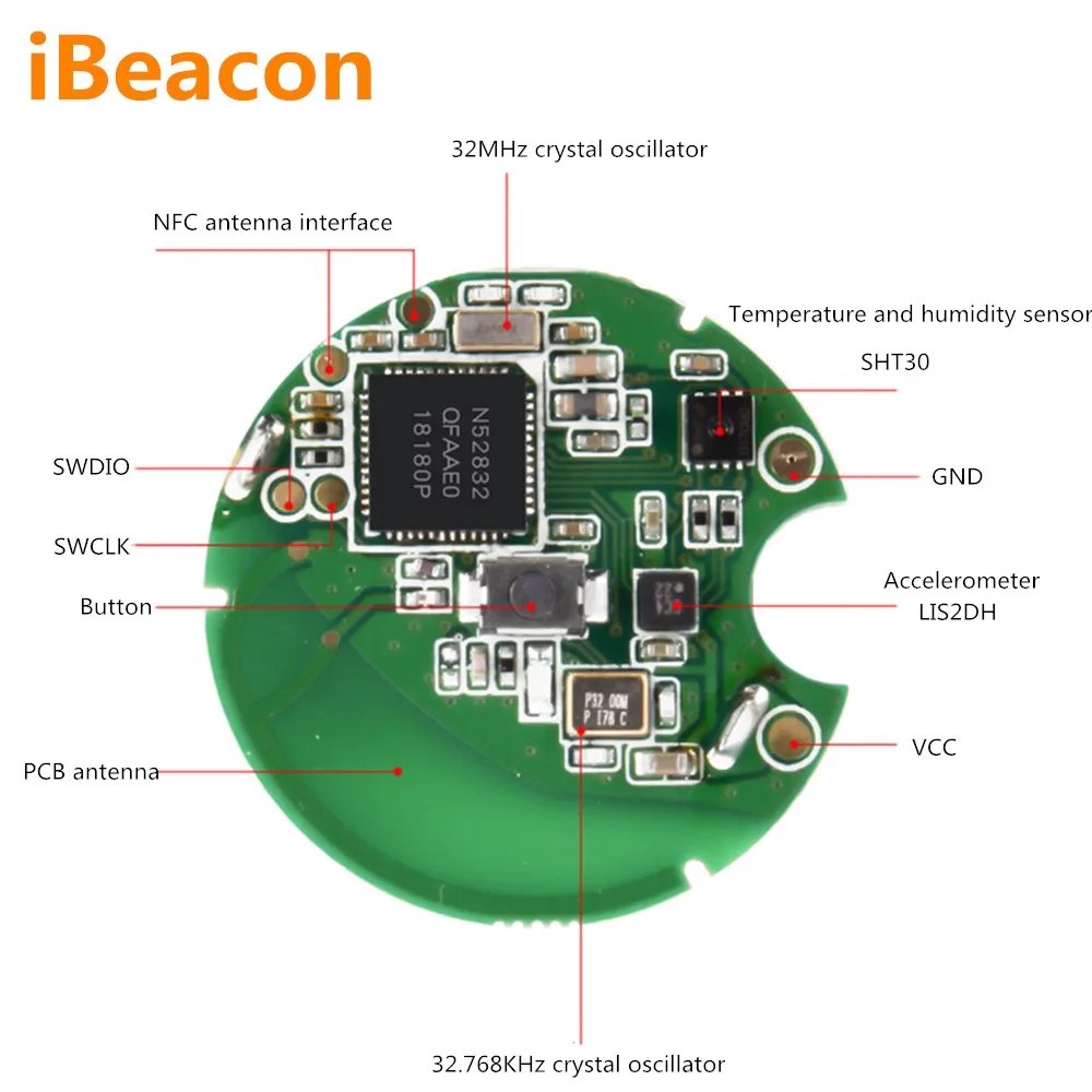 NRF52810 NRF52832 ibeacon positioning base station bluetooth beacon module patrol clocking NFC wireless asset BLE device | Электроника