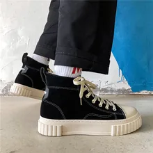 Мужская классическая Вулканизированная обувь на высокой платформе мужские черные кроссовки мужские осенние повседневные ботинки для мальчиков на шнуровке мужская обувь