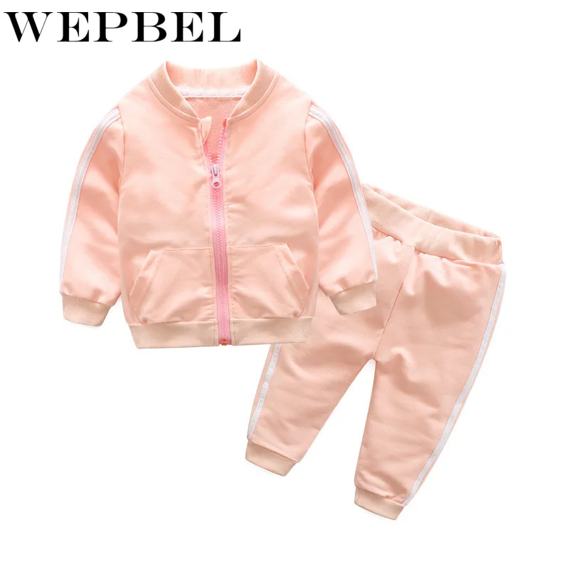 WEPBEL/комплекты одежды для новорожденных мальчиков и девочек, одежда с длинными рукавами для мальчиков, пальто на молнии+ штаны, спортивный костюм из 2 предметов, повседневный комплект для малышей