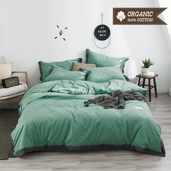 

100% Cotton Bed Linen Set 50S 133*72 High Density Solid Color Bed Sheet Quilt Cover Pillowcase 4pcs Bedding Set