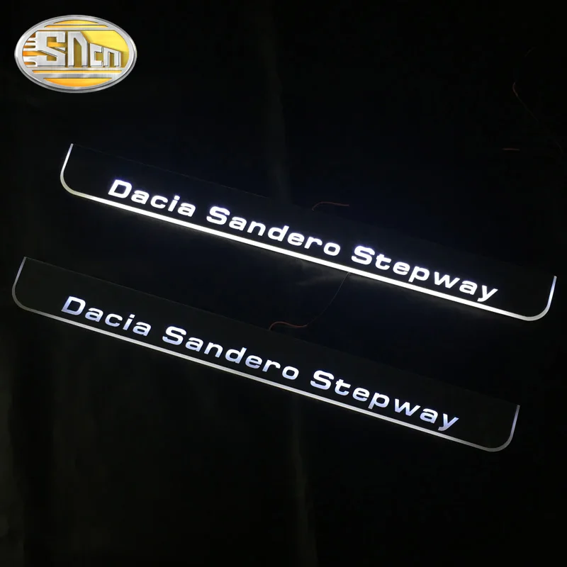 SNCN 4 шт. Автомобильная дверь с электроприводом подоконник для dacia Sandero Stepway 2010- ультратонкий акриловый Динамический светодиодный приветственный свет Накладка на порог двери