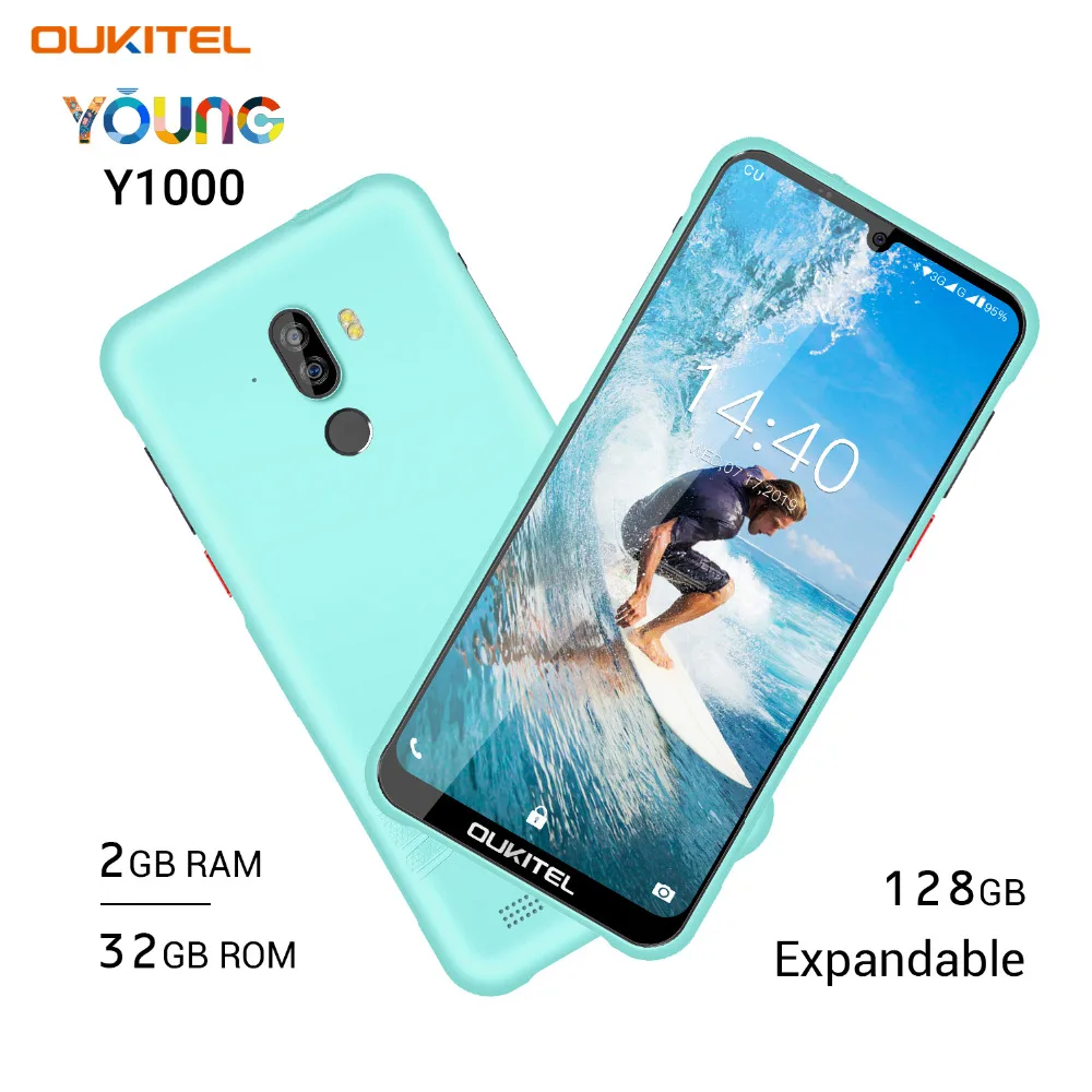 OUKITEL Y1000 Смартфон Android 9,0 MT6580P 2 Гб ОЗУ 32 Гб ПЗУ 3600 мАч IP68 водонепроницаемый прочный мобильный телефон с функцией распознавания отпечатков пальцев