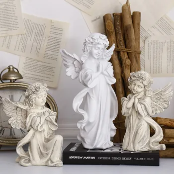 

European Angel Decoration Crafts Creative Resin Desktop Ornament Christmas Praye Figurines Wedding Gifts Statue Home Decoration