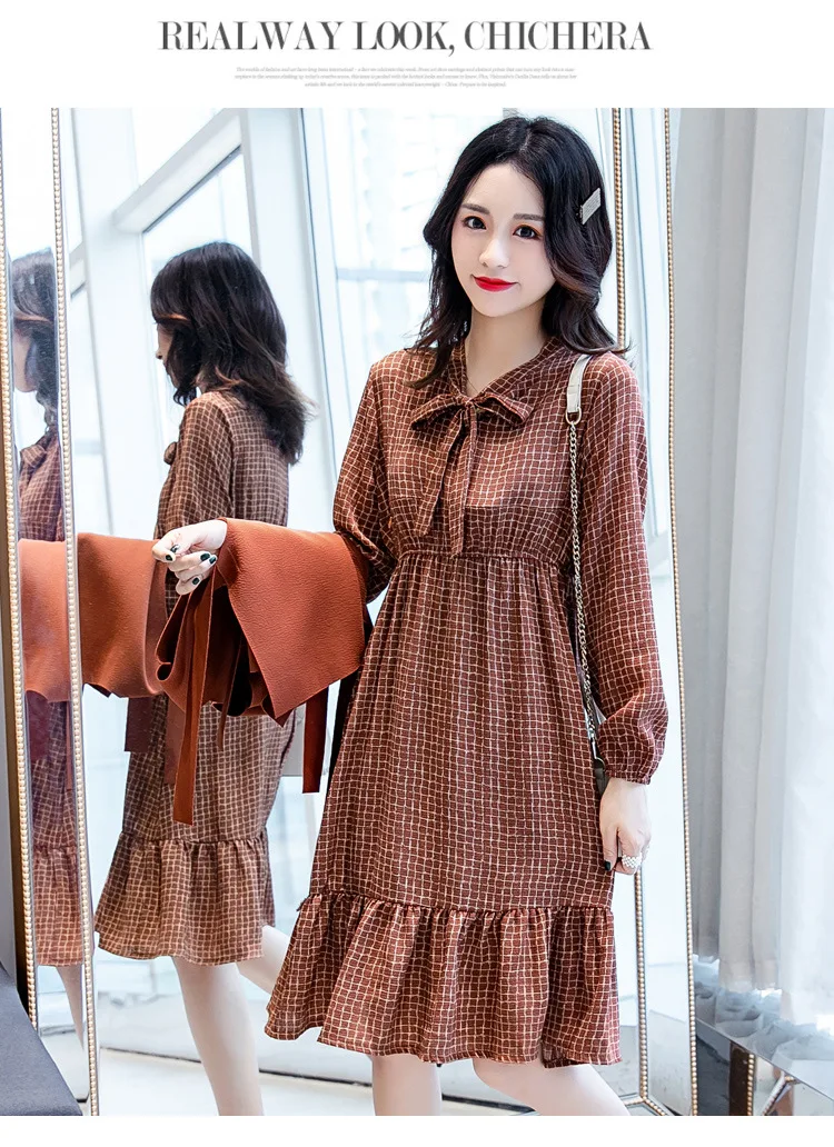 Fashion Womens Breastfeeding Dresses Autumn Winter Maternity Pregnant Nursing Dress 2 Pcs Long Sleeve Ruffles Pregnancy Clothes (12)