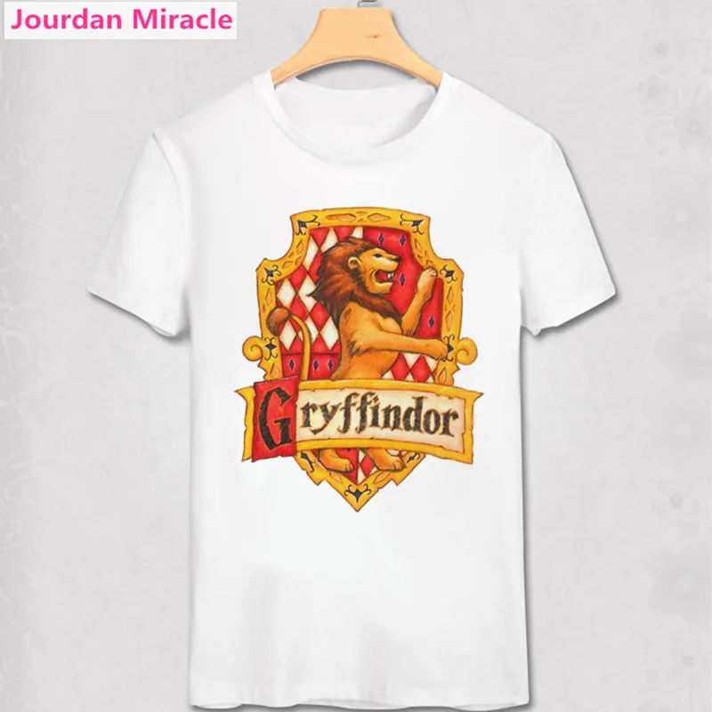 men-Gryffindor Футболка с логотипом Хогвартс Гриффиндор Рейвенкло хаффлпуф Слизерин магические школы значок искусство Поттер футболка - Цвет: men-Gryffindor