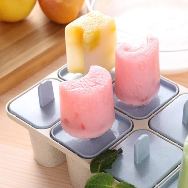 DIY Letter Frozen Ice Cream Tools 8 Cell Wheat Straw Handle Tray Pan Mould Cube Molds Popsicle Maker Kitchen Cooking Tools