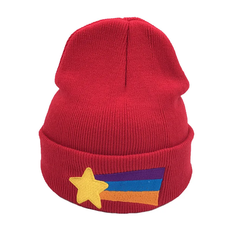 

Gravity Falls Mabel Pines Hat Girls Women Winter cap Red Beanie Mabel Dipper Warm Knitted Star rainbow anime women's skullies