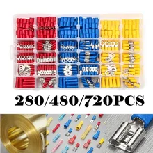 720/480/280PCS Assorted Insulated Electrical Wire Crimp Connectors Spade Terminals Butt Ring Fork Set Ring Lugs Terminal Mix Kit