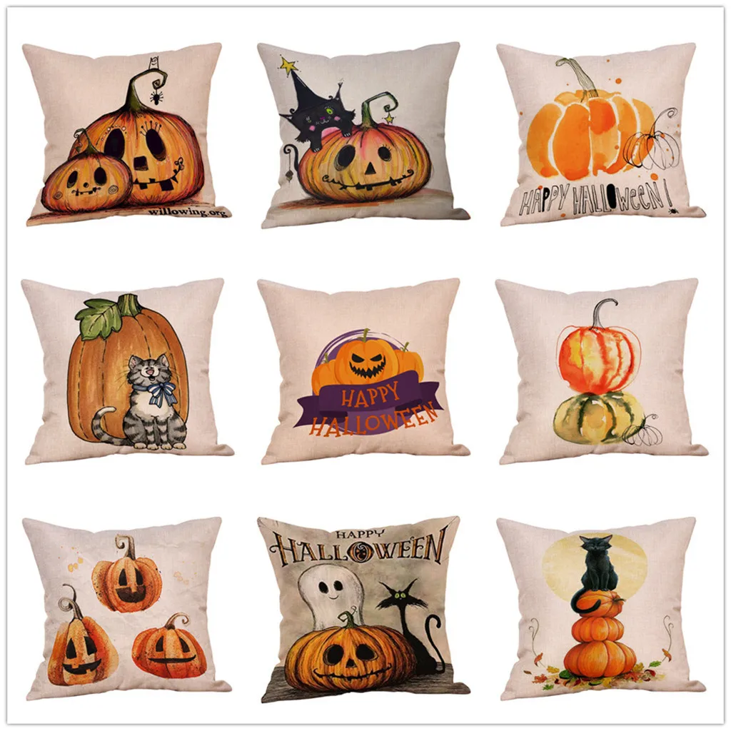 

Cushion Cover Fall Halloween Pumpkin Pillow Case Waist Throw Cushion Cover Sofa Home Car Decor Decoration almofada 45cm x 45cm