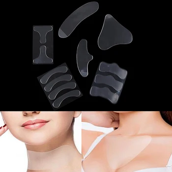 

12Pcs/lot Reusable Silicone Anti-Wrinkle Facial Pad Chest Neck Nose Stickers Patchs