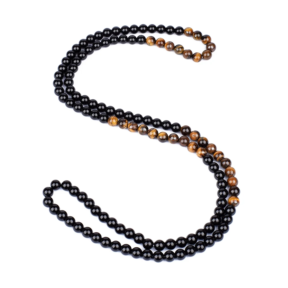 Black Onyxs Meditation Necklaces for Women Fashion Natural Tiger Eye Stone Obsidian Necklaces Men Yoga Prayer Handmade Jewelry - Image 6