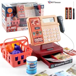 Caisse enregistreuse de supermarché avec calculatrice, jouets de Simulation pour enfants, jeu de rôle fruits et aliments, cadeau d'anniversaire pour filles 