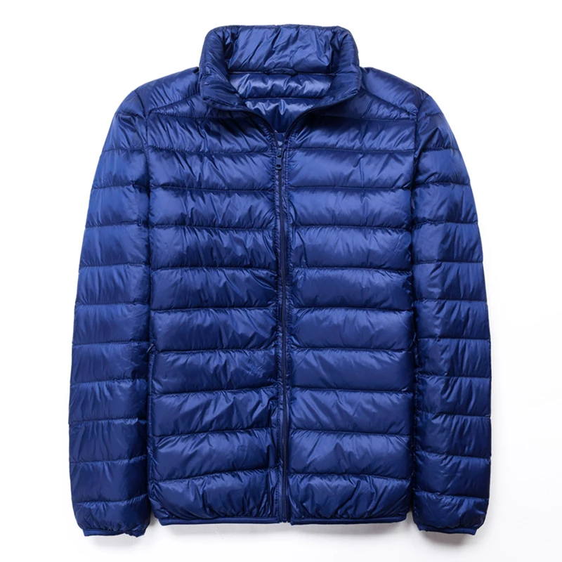 Chaquetas de plumón de hombre para invierno, abrigo de plumón ultraligero informal con cuello levantado, Parkas portátiles a prueba de viento de talla grande, prendas de vestir