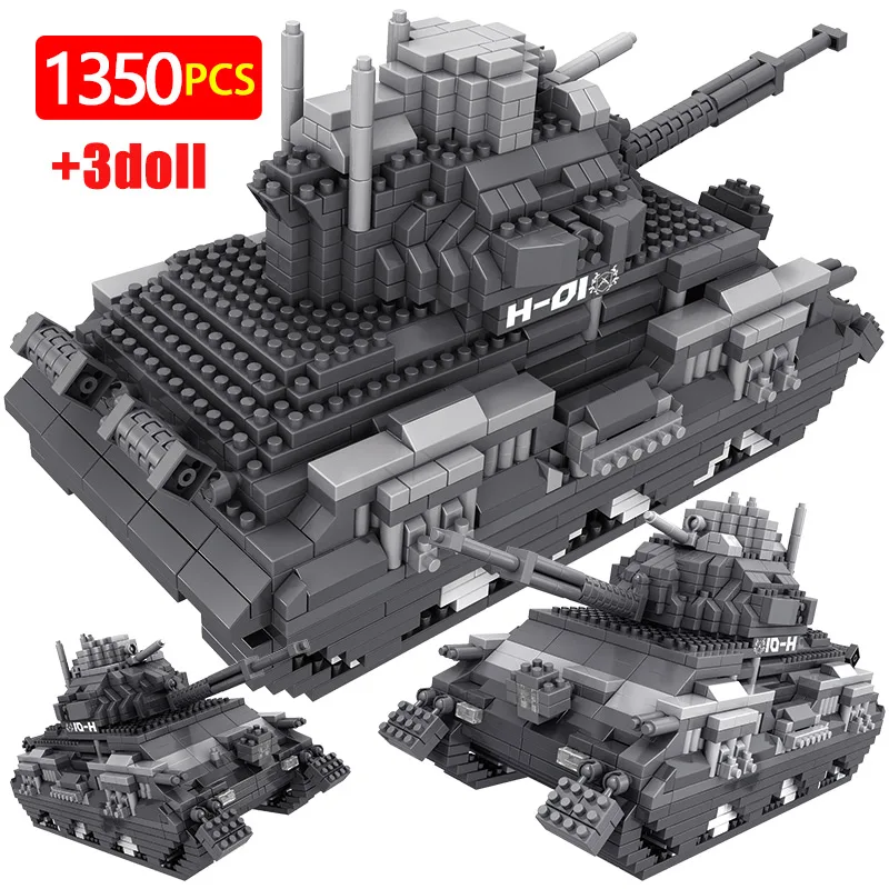 

1350pcs Mini Blocks Military WW2 Army Tank Model Building Blocks Soldier Figures Bricks Sets Educational Toys for Children