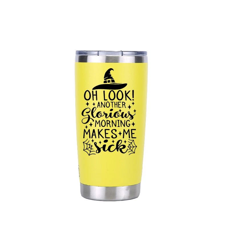 20 oz yellow Хэллоуин hous Pocus 30 oz тумблер путешествия автомобиль пивная кружка с двойными стенками Изолированная вакуумная фляжка из нержавеющей стали Термос кофейные кружки - Цвет: 20 oz yellow