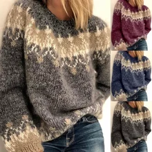 

Women's Casual Loose Mohair Coarse Knit Jacquard Warm Women's Sweater Fall Women Autumn Winter New Fashion Clothing