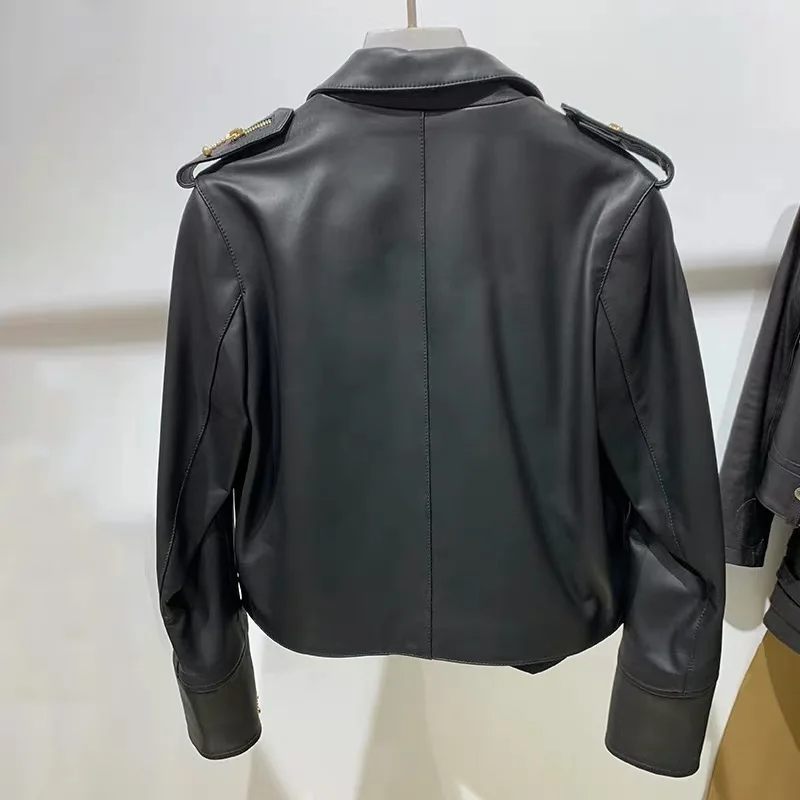 Женские пальто из натуральной овчины, модные зимние кожаные пальто из овчины, женские мотоциклетные кожаные пальто с заклепками
