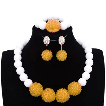 

Dudo Store African Necklace For Women Beaded Nigerian Wedding Beads Jewelry Set Gold Yellow Turkish Bridal Free Shipping 2019