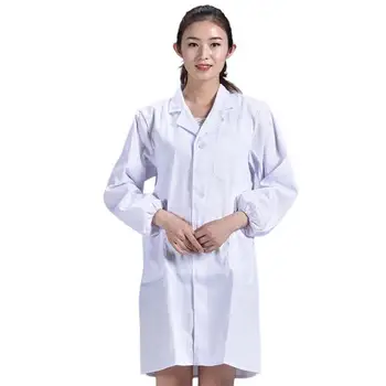 

Unisex Long Sleeve White Lab Coat Men Women Lapel Long Sleeve pocket Multi Pocket Laboratory Uniform Coat Work Clothes 2020