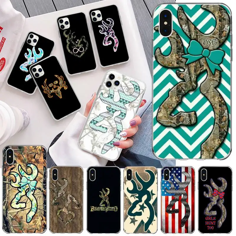 

YJZFDYRM Camo Browning Phone Case for iphone 12 pro max 11 pro XS MAX 8 7 6 6S Plus X 5S SE 2020 XR cover