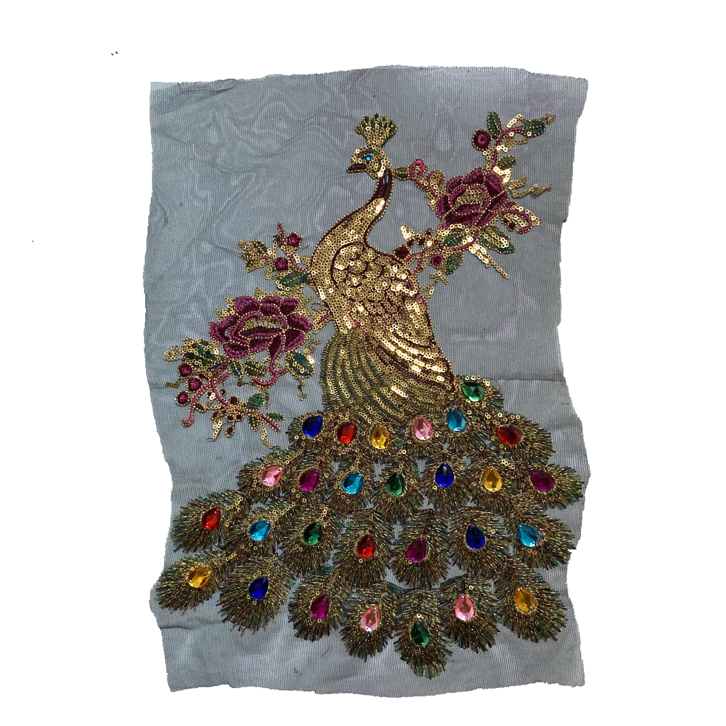 WUYUCONG Large Peacock Sequined Sew on Patches for Wedding Dress cheongsam Rhinestones Beaded Lace Embroidery Appliques DIY | Дом и сад