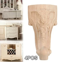 1/4 шт Массив дерева резная мебель ступни ноги ТВ тумбы под ногами ремесла углу аппликации рамка стол защита для ног мебель
